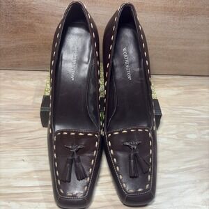 Worthington Brown Leather Pumps Women's 7.5 Heels Office Career Classic Shoe